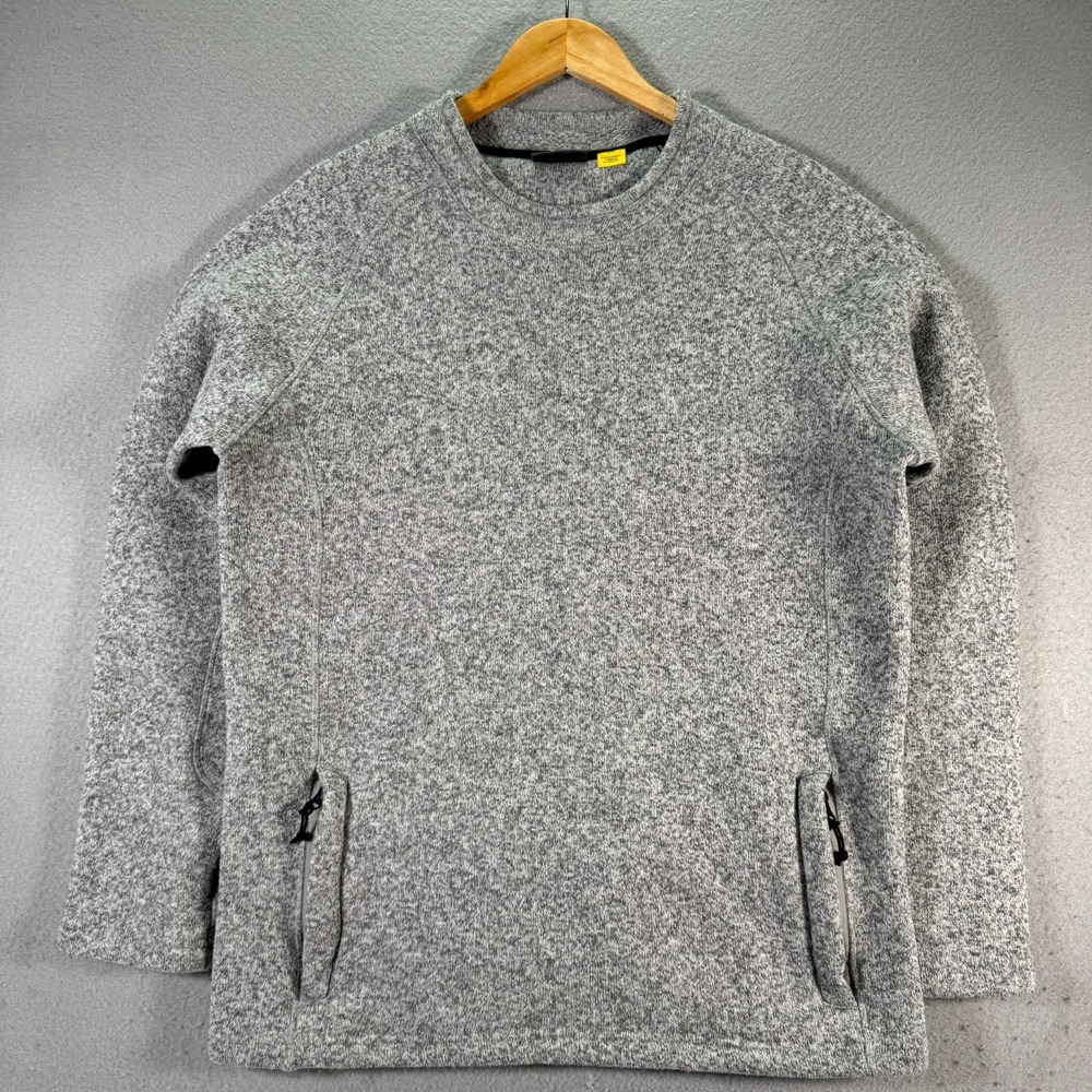 Cabelas Crewneck Fleece Sweater Mens Large Gray Zip Pocket Hunting Outdoors